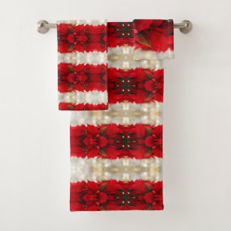 Conjunto De Toalhas Listras Vermelhas Modernas e Luzes Brancas