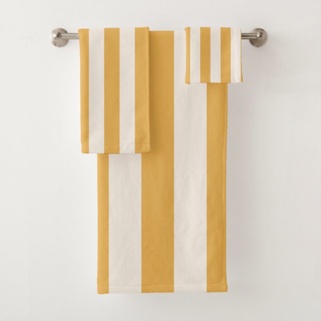 Conjunto De Toalhas Listras Verticais Amarelo E Branco Laminados (Insitu)