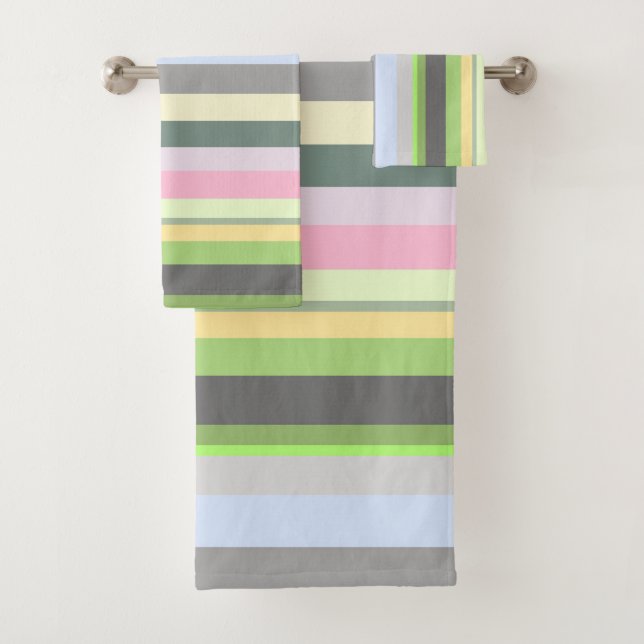 Conjunto De Toalhas Listras Verticais Arco-íris Ecletismo Retro (Insitu)