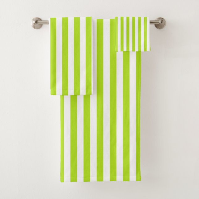 Conjunto De Toalhas Listras verticais do verde limão e do branco (Insitu)
