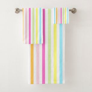 Conjunto De Toalhas Listras Verticais em Cores Pastéis Multicoloridas