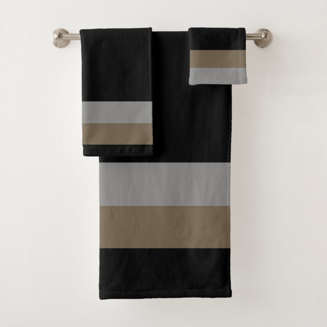Conjunto De Toalhas Listras Verticais Mínimas Cinza e Taupe (Insitu)