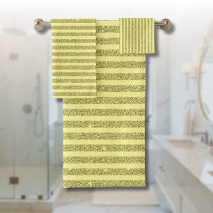 Conjunto De Toalhas Listras Verticais no Estilo Brilho Amarelo Intenso