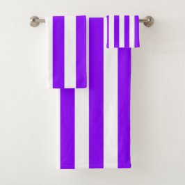 Conjunto De Toalhas Listras verticais roxas e brancas