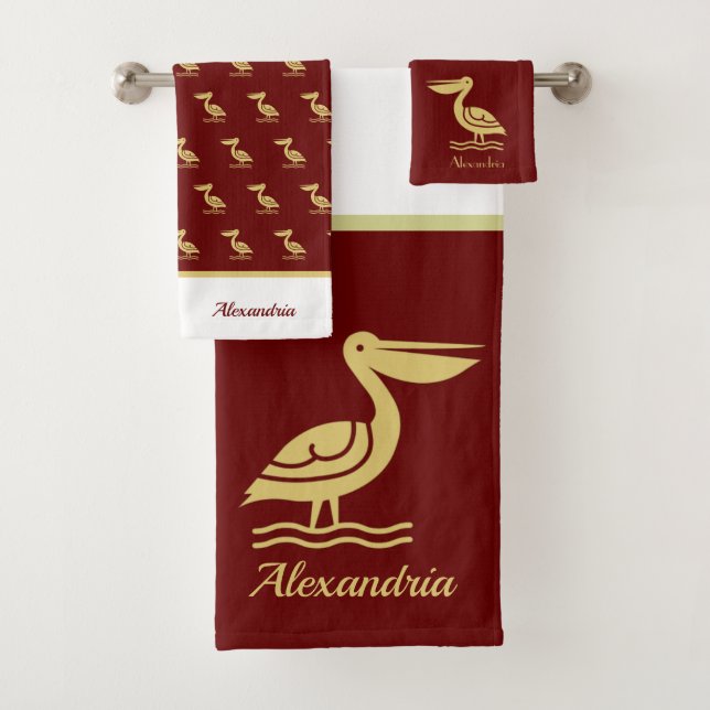 Conjunto De Toalhas Litoral Pelicano Dourado náutico (Insitu)