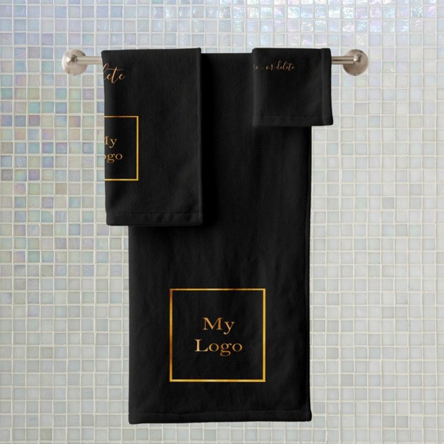 Conjunto De Toalhas Logotipo da empresa - texto em ouro negro (Criador carregado)