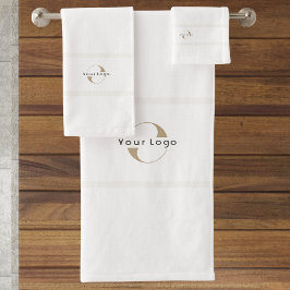 Conjunto De Toalhas Logotipo Elegante Branco marca da empresa Hotel