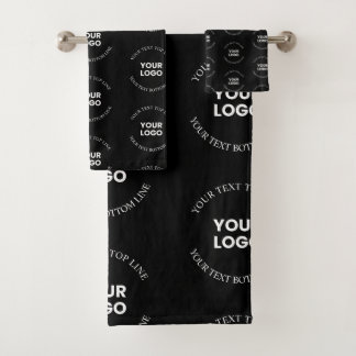 Conjunto De Toalhas Logotipo fácil de substituir e padrão de texto edi