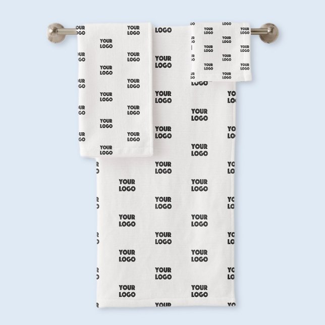 Conjunto De Toalhas Logotipo simples de repetição | Branco (Criador carregado)