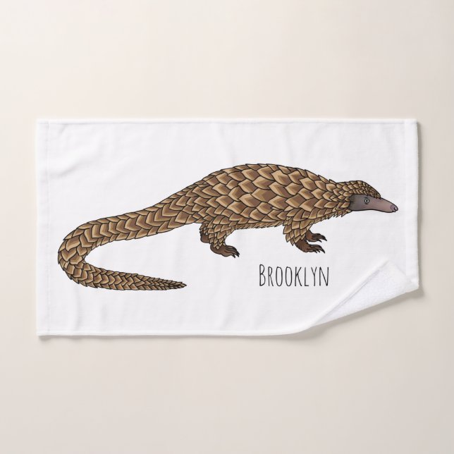 Conjunto De Toalhas Long-tailed pangolin cartoon illustration  (Toalha de mão)
