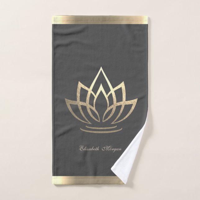 Conjunto De Toalhas Lótus Dourado Elegante, Yoga (Toalha de mão)