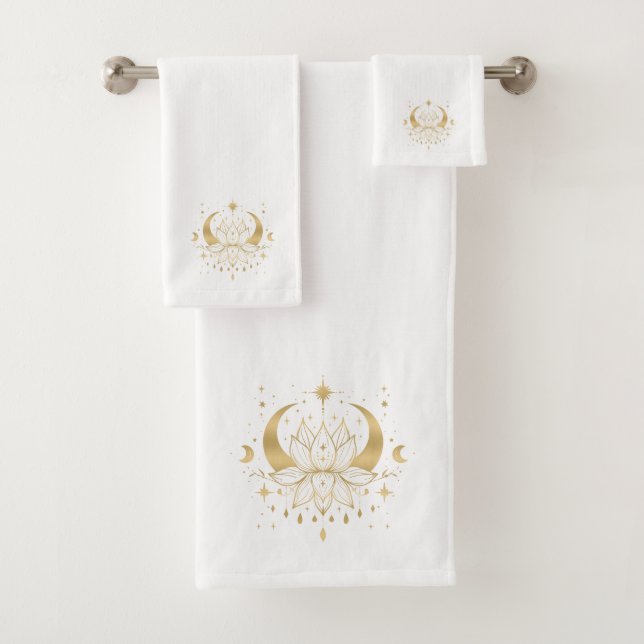 Conjunto De Toalhas Lótus Dourado & Lua Crescente (Insitu)