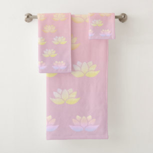 Conjunto De Toalhas Lotus Fade Rosa e Amarelo