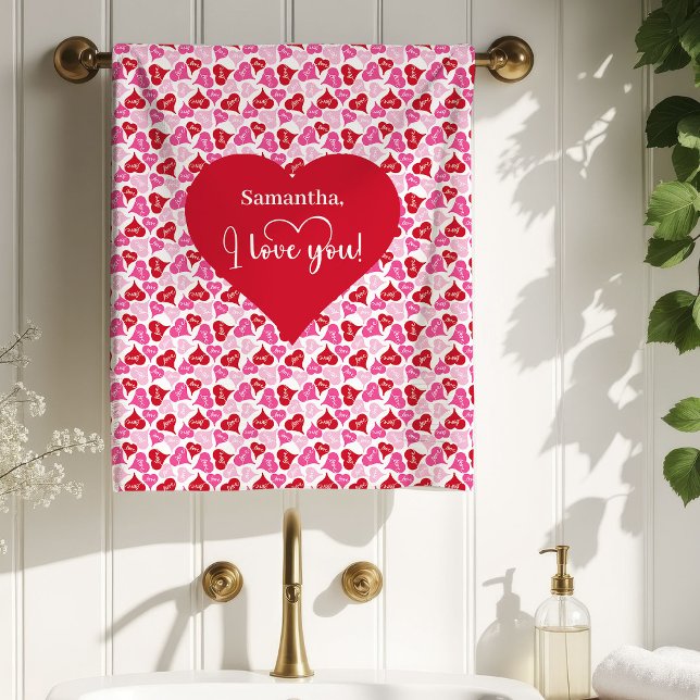 Conjunto De Toalhas Love Hearts Personalized Valentine Gift Bath Towel (Love Hearts Personalized Valentine Gift Bath Towel)