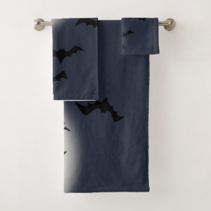 Conjunto De Toalhas Lua Cheia De Halloween Com Morcegos