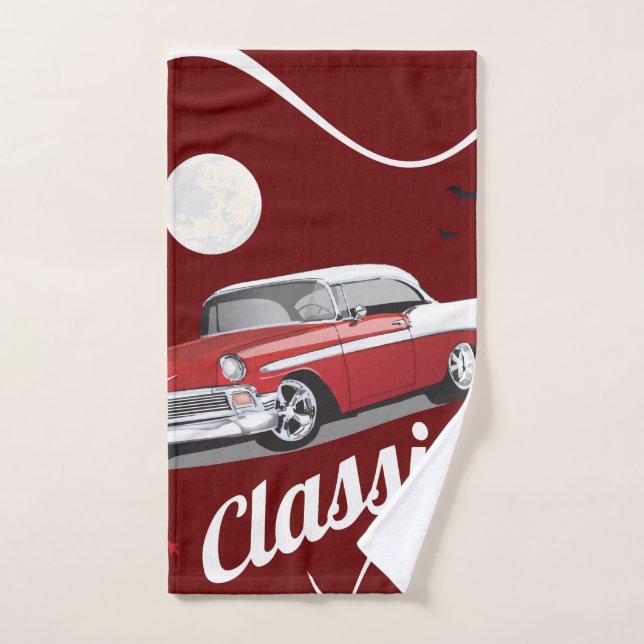 Conjunto De Toalhas &Lua de carro clássico (Toalha de mão)