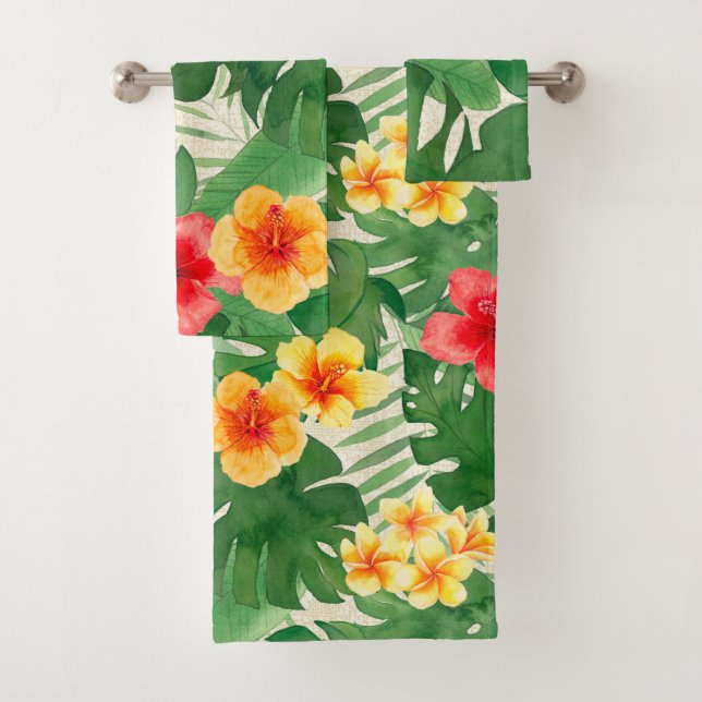 Conjunto De Toalhas Luana Watercolor Tropical Vivid Floral (Insitu)
