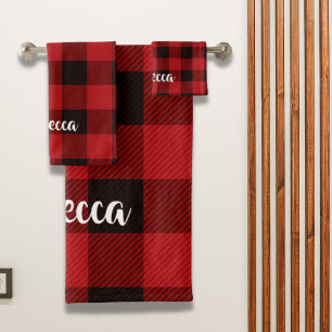 Conjunto De Toalhas Lumberjack Country Natal xadrez de búfalos vermelh