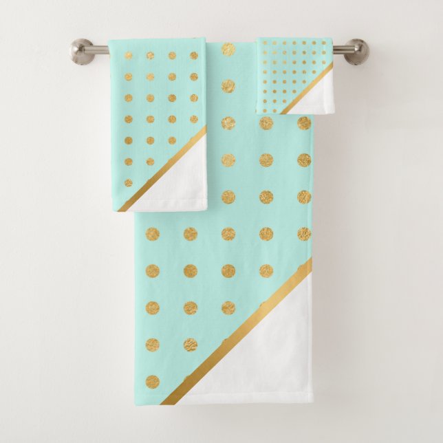 CONJUNTO DE TOALHAS LUXE AQUA GREEN SPOT TOWET SET (Insitu)