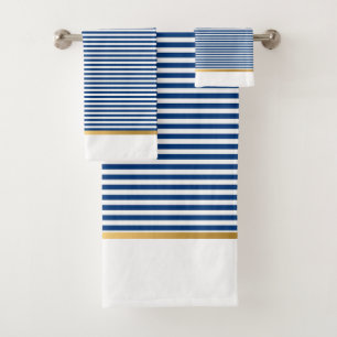 CONJUNTO DE TOALHAS LUXE AZUL ESPAÇO BRANCO DOURADO BANHEIRO DEFINIDO