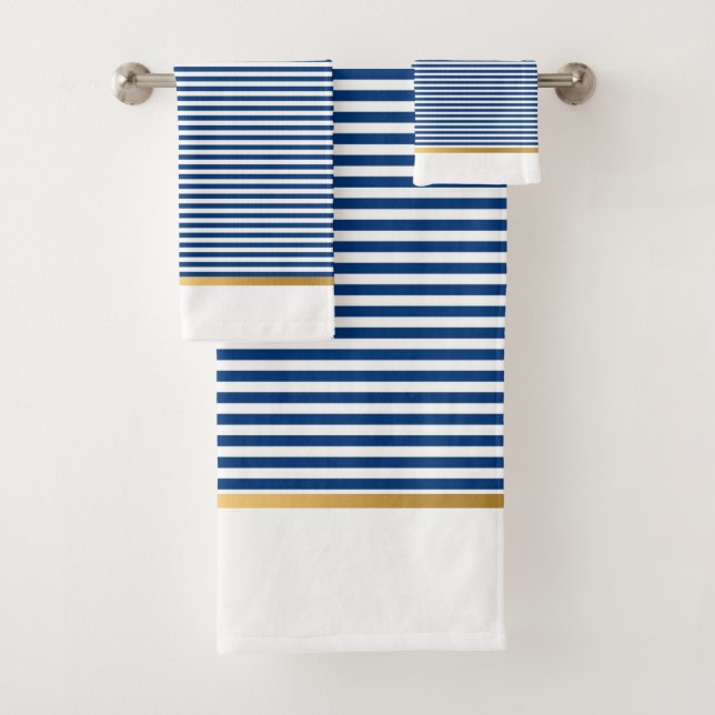 CONJUNTO DE TOALHAS LUXE AZUL ESPAÇO BRANCO DOURADO BANHEIRO DEFINIDO (Insitu)