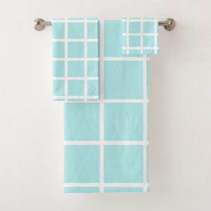 CONJUNTO DE TOALHAS LUXE BLUE WHITE SPOT GRID BATH TOWEL SET