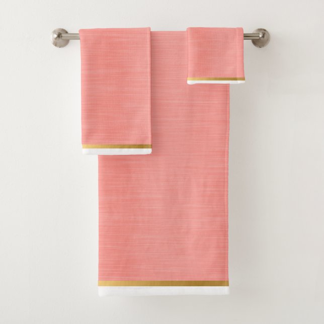 CONJUNTO DE TOALHAS LUXE BRUSHED METAL APRICOT BATHROOM TOWEL SET (Insitu)