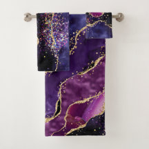 Luxe Gemstone Purple Gold Glitter Agate