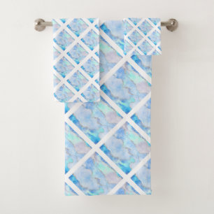 CONJUNTO DE TOALHAS LUXE HAMPTON BLUE MARBLE GRID