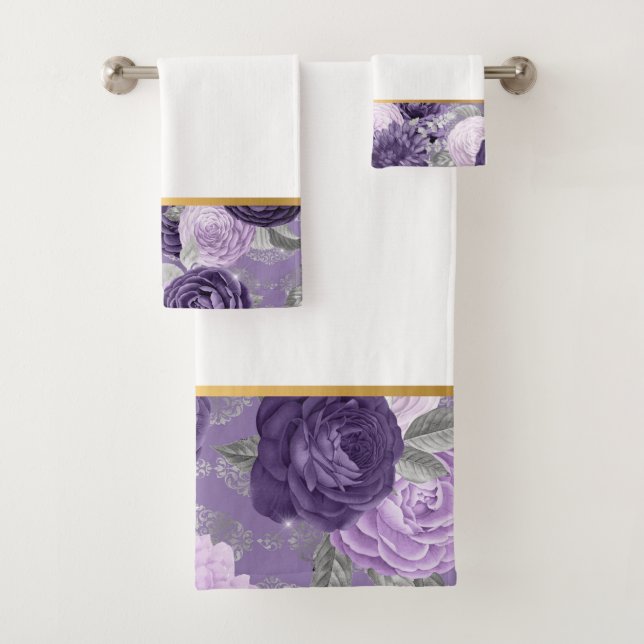 CONJUNTO DE TOALHAS LUXE PURPLE PRIMAVERA FLORAL BANHEIRO PARA TOWEL S (Insitu)