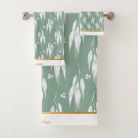 LUXE SAGE GREEN EUCALYPTUS DESIGN TOWEL SET