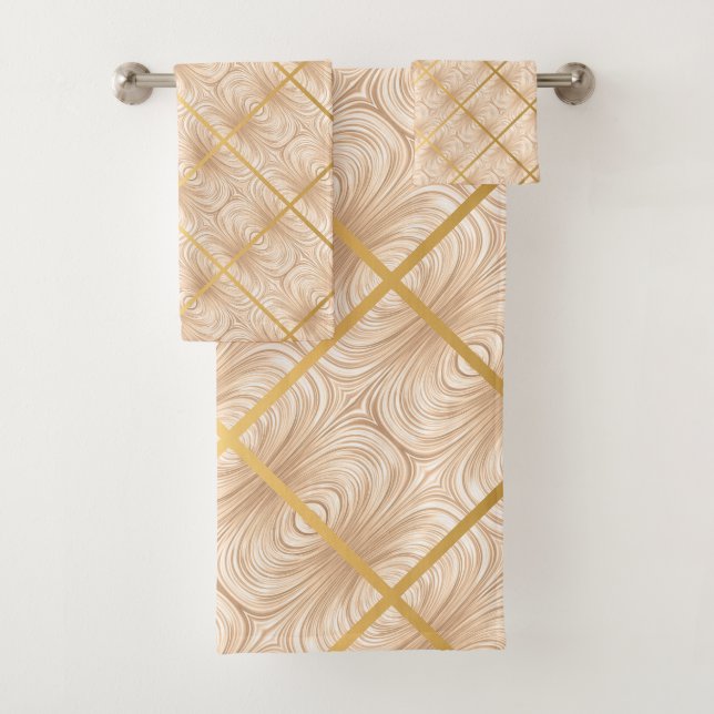 CONJUNTO DE TOALHAS LUXE SATIN DOURADO BRONZE BATHROOM TOWEL SET (Insitu)
