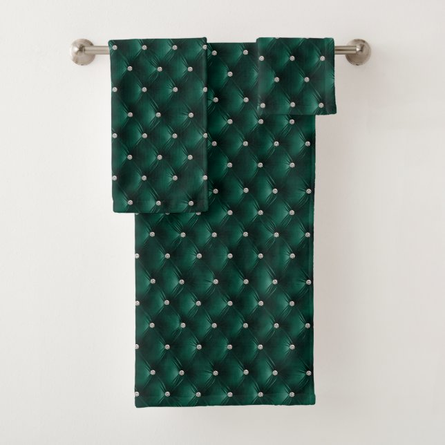 Conjunto De Toalhas Luxo Glam Verde Veludo Sintético  (Insitu)