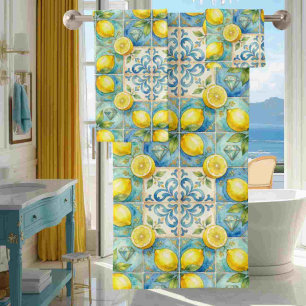 Conjunto De Toalhas Luxo Limões de Amalfi Diamantes Mediterrâneo