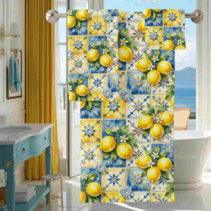 Conjunto De Toalhas Luxo Limões de Amalfi Diamantes Mediterrâneo