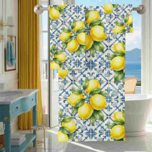 Conjunto De Toalhas Luxo Limões de Amalfi Diamantes Mediterrâneo