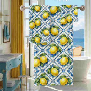 Conjunto De Toalhas Luxo Limões de Amalfi Diamantes Mediterrâneo
