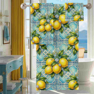 Conjunto De Toalhas Luxo Limões de Amalfi Diamantes Mediterrâneo