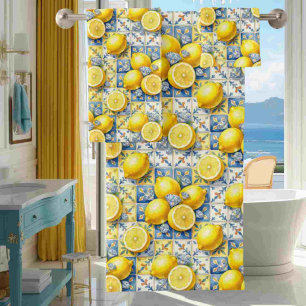 Conjunto De Toalhas Luxo Limões de Amalfi Diamantes Mediterrâneo