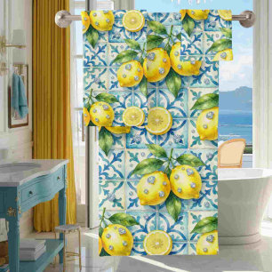Conjunto De Toalhas Luxo Limões Diamantes Mediterrâneo Amalfi