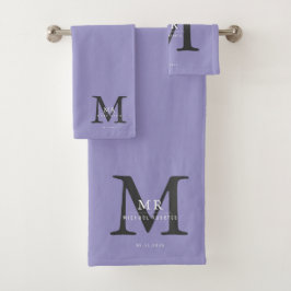 Conjunto De Toalhas Luxo Moderno Correspondência de Cor de Monograma