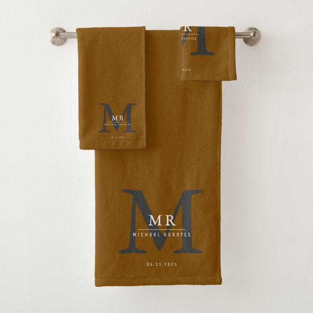 Conjunto De Toalhas Luxo Moderno Correspondência de Cor Monograma (Insitu)