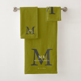 Conjunto De Toalhas Luxo Moderno Correspondência de Cor Monograma