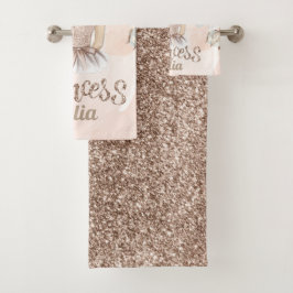 Conjunto De Toalhas Luxury Princesa Personalizada Glitter