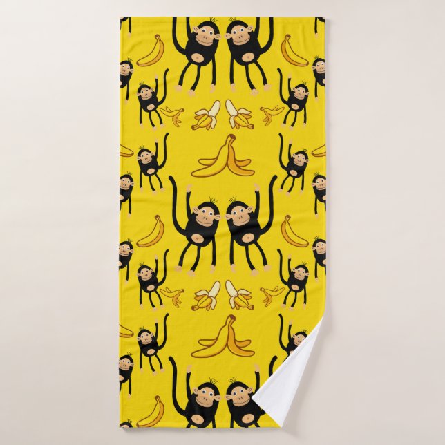 Conjunto De Toalhas Macaco Cinto E Impressão De Banana (Toalha de Banho)