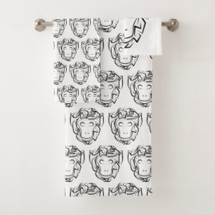 Conjunto De Toalhas Macaco preto e branco tribal