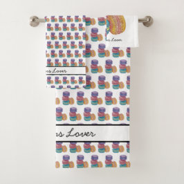 Conjunto De Toalhas Macarões Coxas Do Arco-Íris Em Aquarela