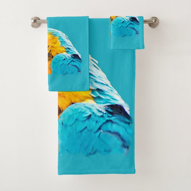 Conjunto De Toalhas Macaw portrait on a turquoise background (Insitu)