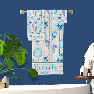 Conjunto De Toalhas Madeira branca-branca-viva do mar azul-lacrimogêne