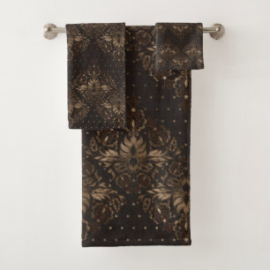 Conjunto De Toalhas Madeira e ouro orientais persas do teste padrão